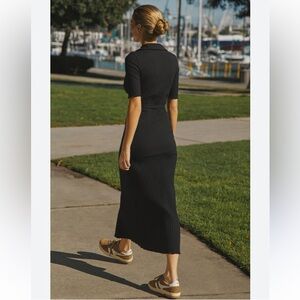 Nation LTD Short-Sleeve Black Midi Dress Sz M